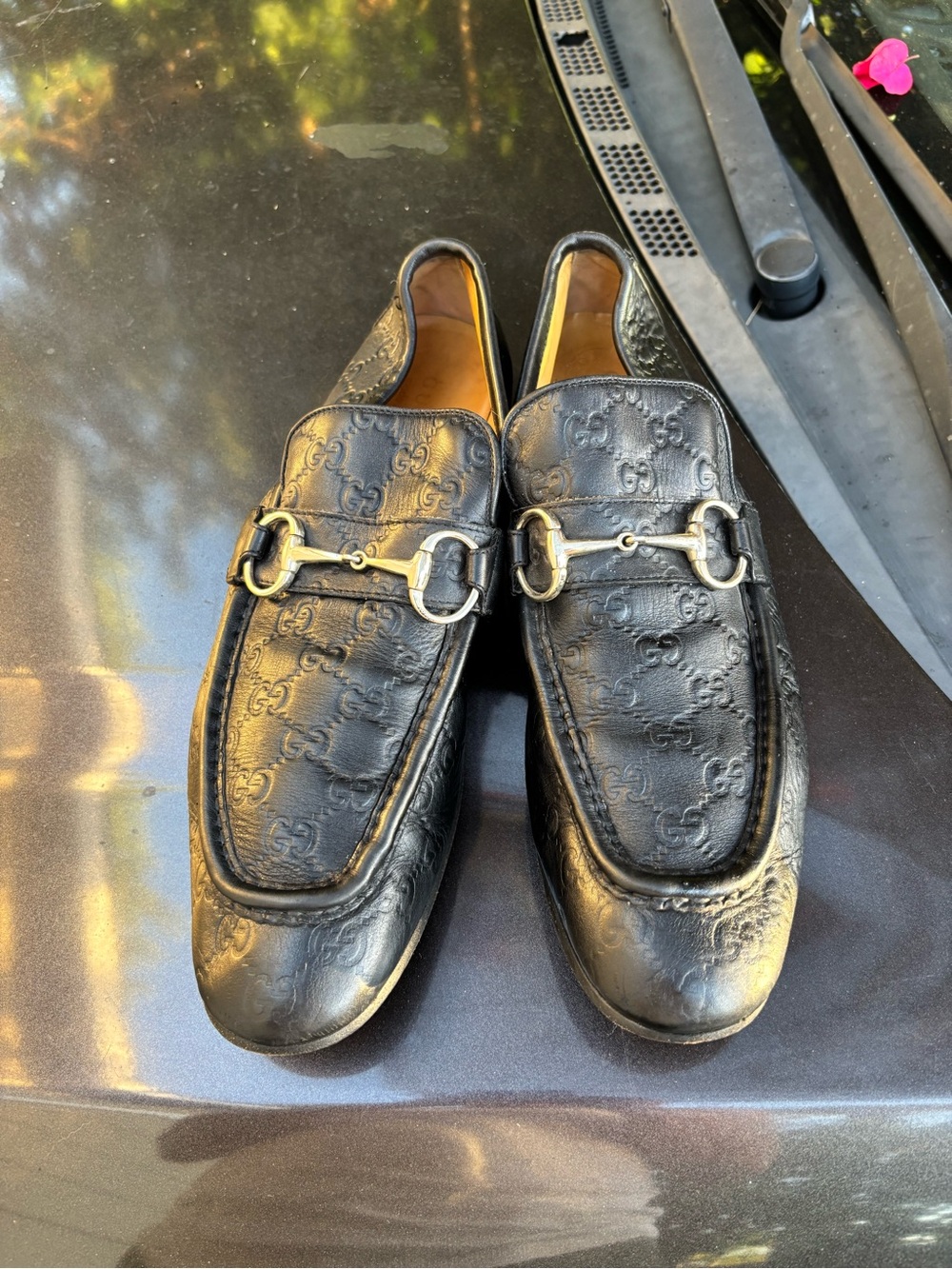Gucci Black Embossed Leather Horsebit Loafers Mens 11 - Picture 3 of 3